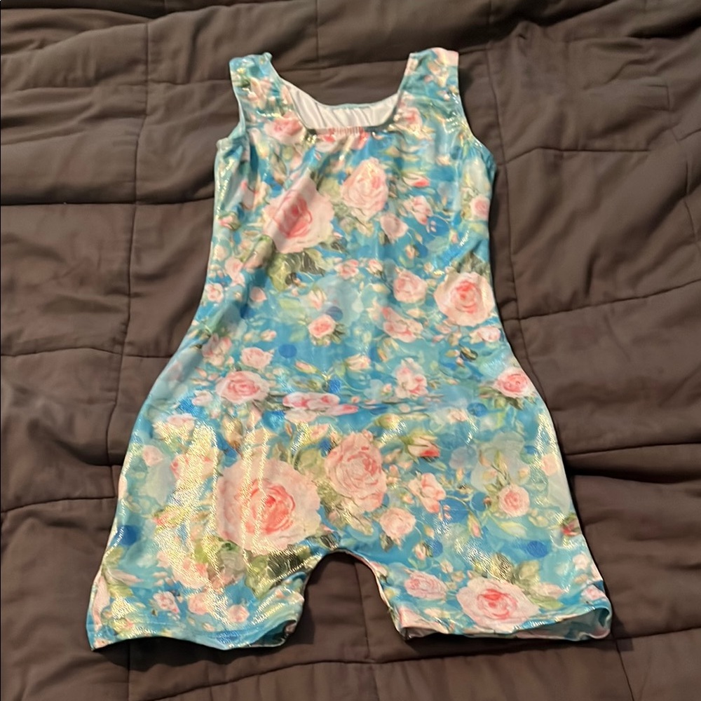 Floral Blue girls leotard